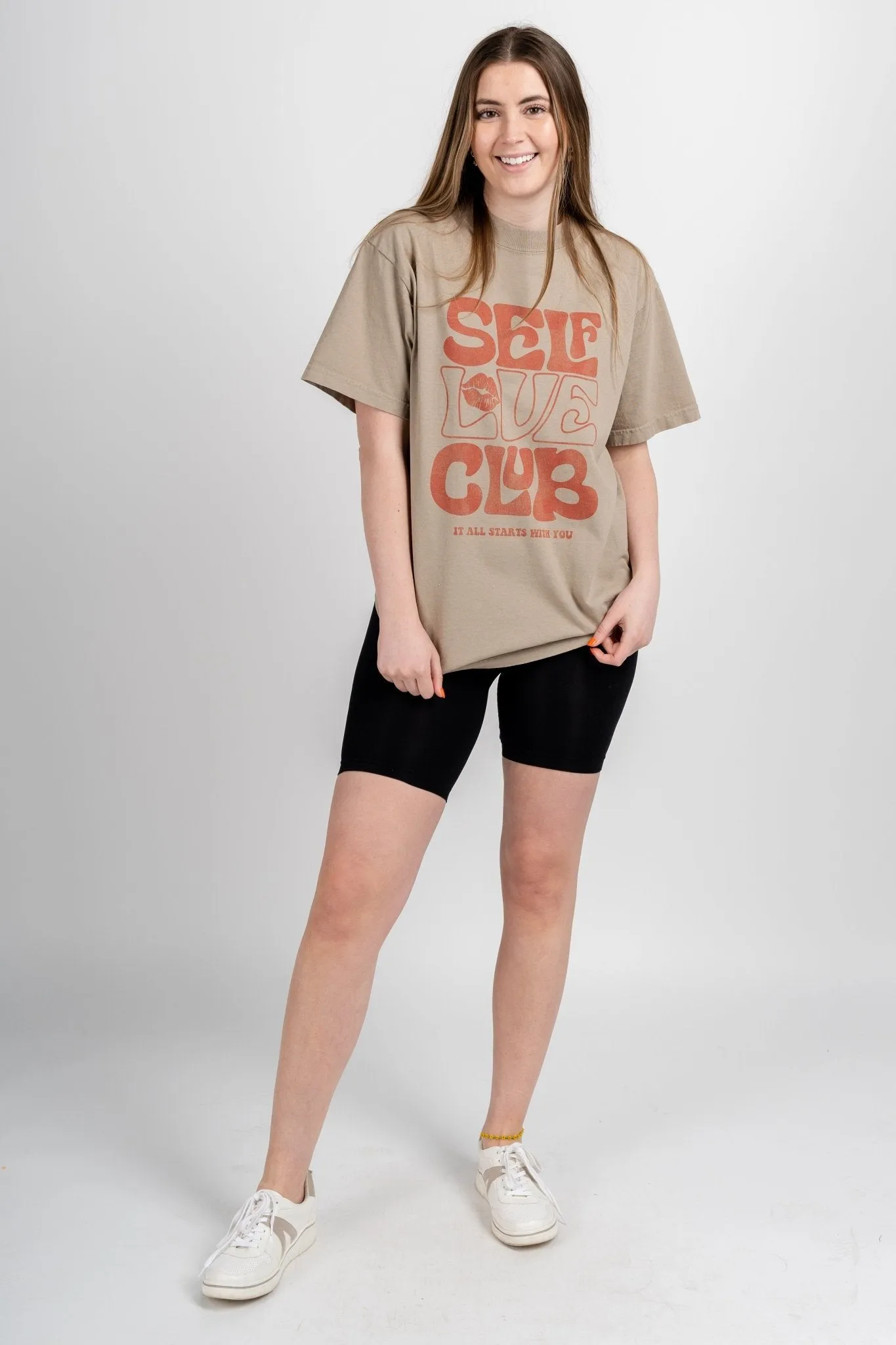Self love club oversized graphic tee oatmeal