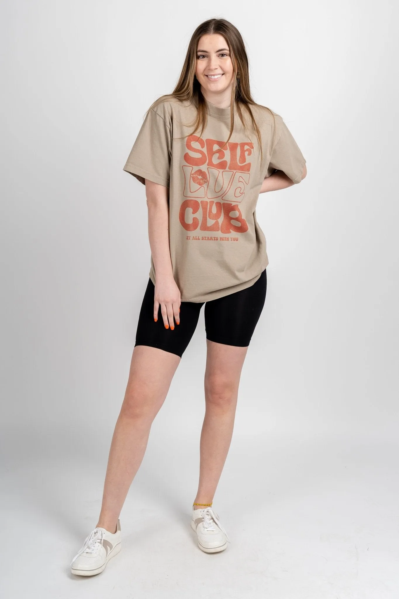 Self love club oversized graphic tee oatmeal