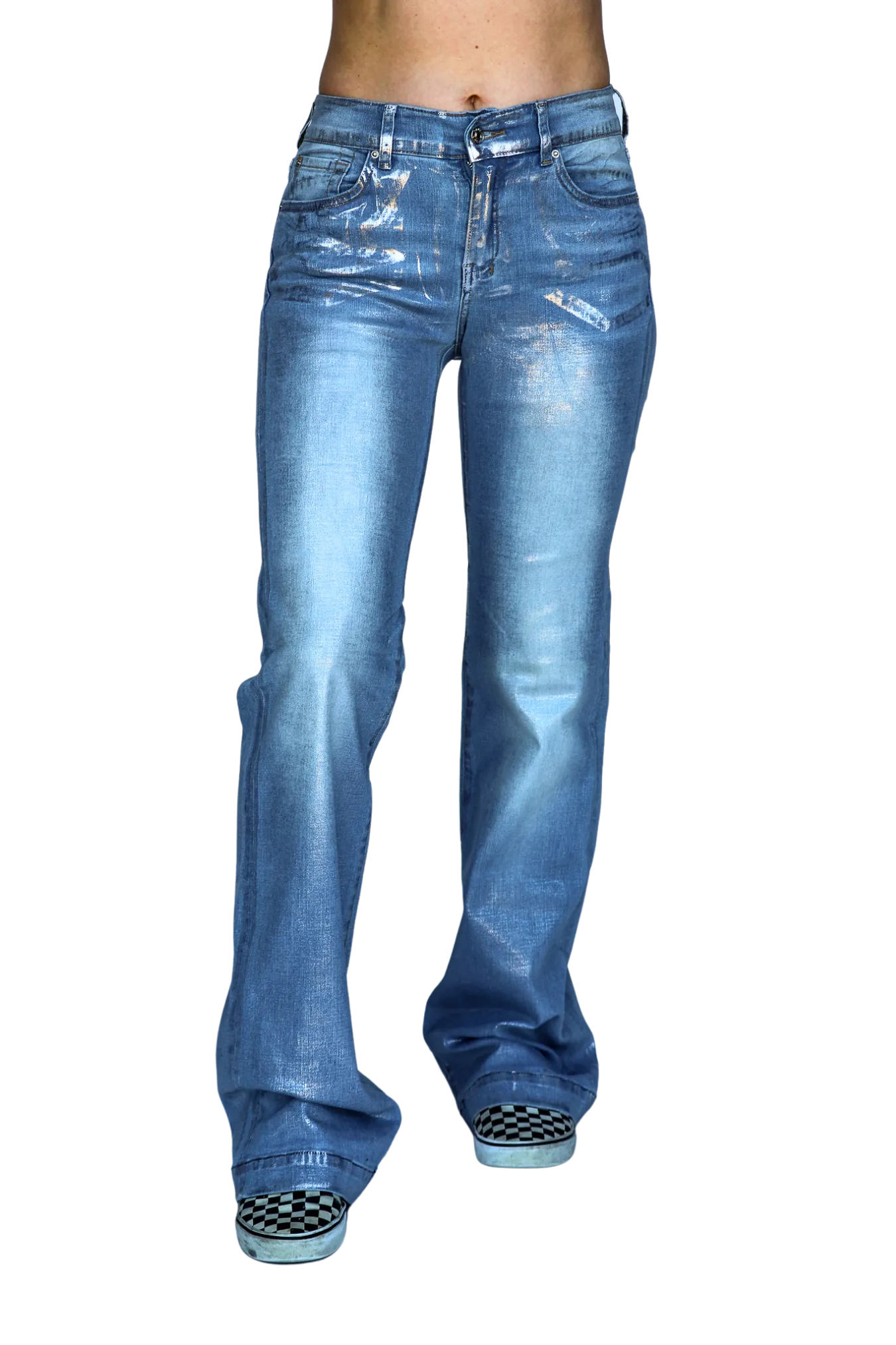 SIGNATURE TROUSERS - SILVER WASHED METALLIC
