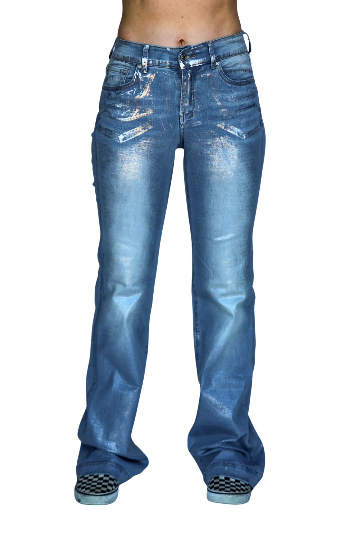 SIGNATURE TROUSERS - SILVER WASHED METALLIC