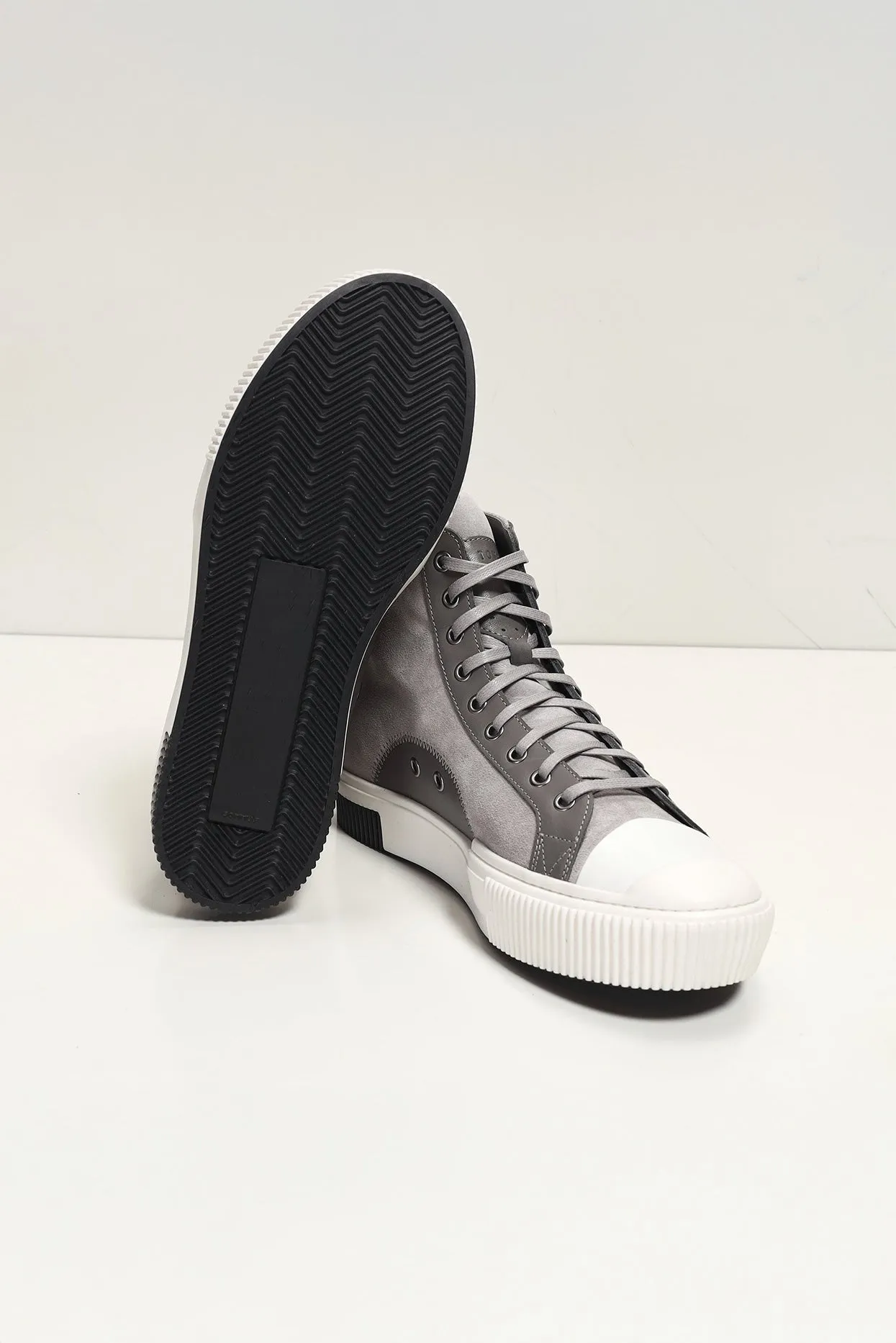 The King Leather and Suede High Tops - Grey Suede