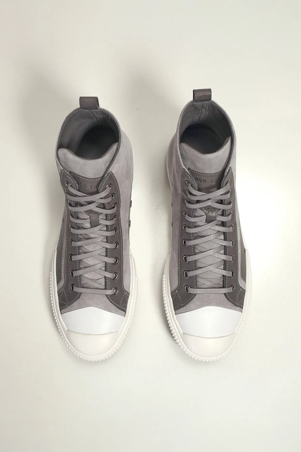 The King Leather and Suede High Tops - Grey Suede