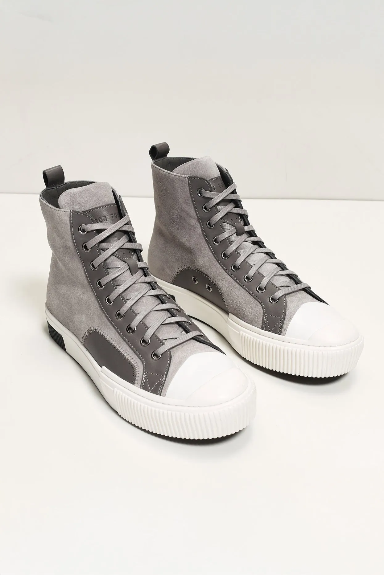 The King Leather and Suede High Tops - Grey Suede