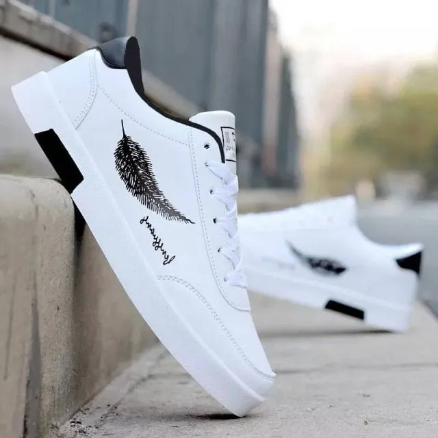 Trendy Men's Sneakers Casual Shoes Sports White Lace-Up Running Walking