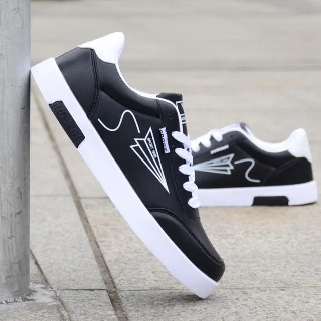 Trendy Men's Sneakers Casual Shoes Sports White Lace-Up Running Walking