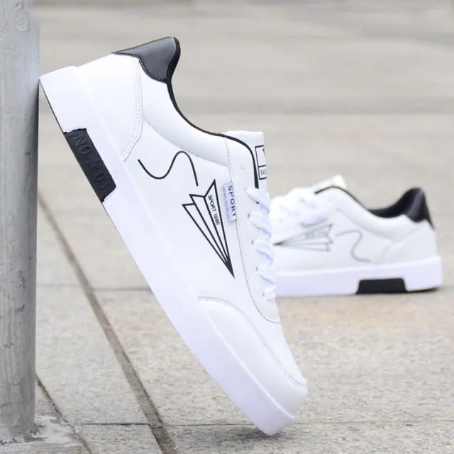 Trendy Men's Sneakers Casual Shoes Sports White Lace-Up Running Walking