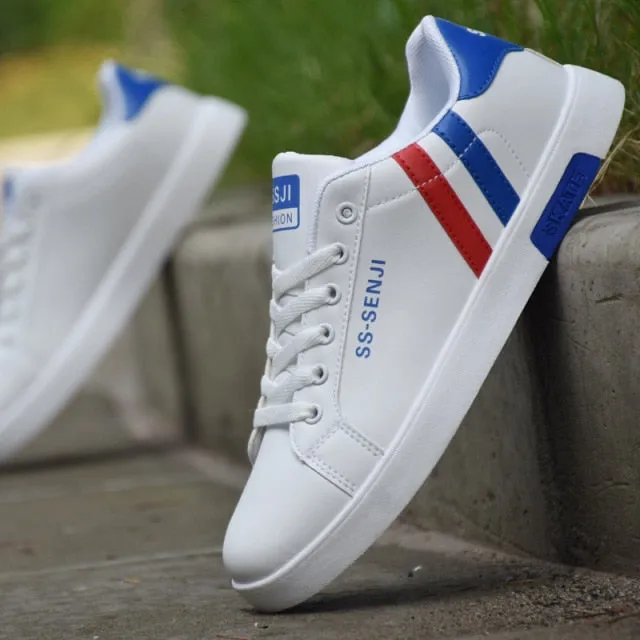 Trendy Men's Sneakers Casual Shoes Sports White Lace-Up Running Walking