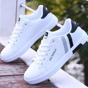 Trendy Men's Sneakers Casual Shoes Sports White Lace-Up Running Walking