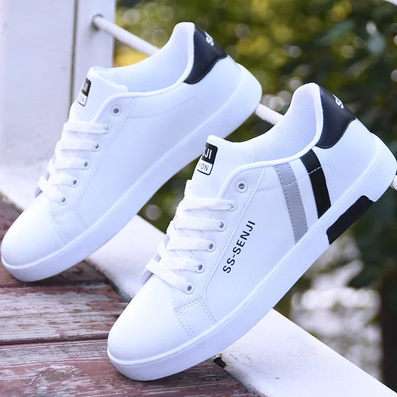 Trendy Men's Sneakers Casual Shoes Sports White Lace-Up Running Walking
