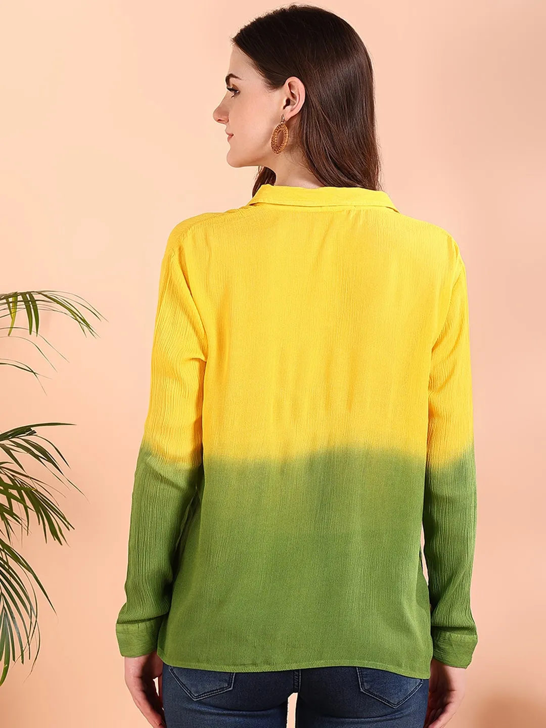 Yellow Tie-Dye Crepe Loose fit Shirt